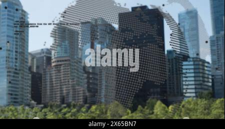 Image of digital interface over cityscape Stock Photo