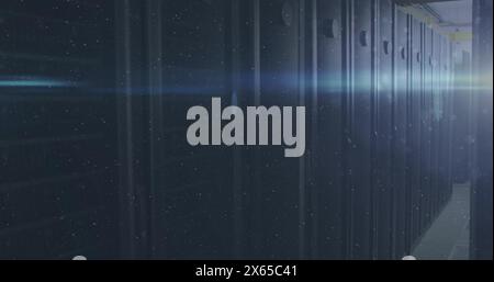 Image of light spots over server room Stock Photo