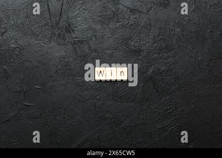WHY word written on wood block. WHY text on cement table for your desing, concept. Stock Photo