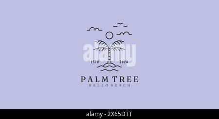 logo palm tree line simple vector logo illustration design Stock Vector