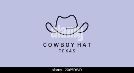 logo cowboy hat line art simple vector logo illustration design Stock Vector