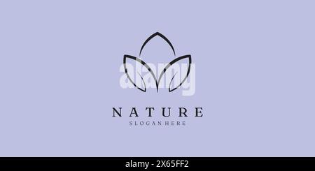 logo leaf line art vector minimalist icon design Stock Vector
