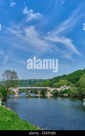 The toll bridge at Whitney-on-Wye, across the River Wye, Whitney-0n-Wye, Herefordshire Stock Photo