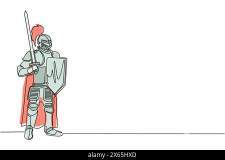 Vector illustration of Templar Knight holding a sword and shield on a ...
