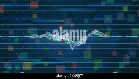 Image of statistics and data processing over icons Stock Photo