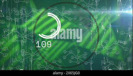 Image of media icons over data processing Stock Photo