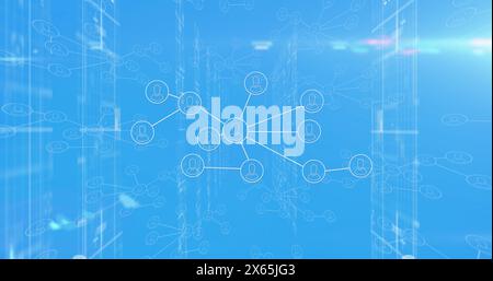 Image of media icons over data processing Stock Photo