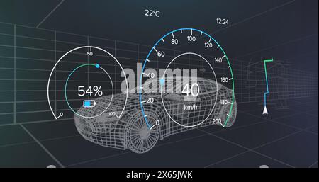 Image of digital dashboard data processing over truck icon in seamless ...