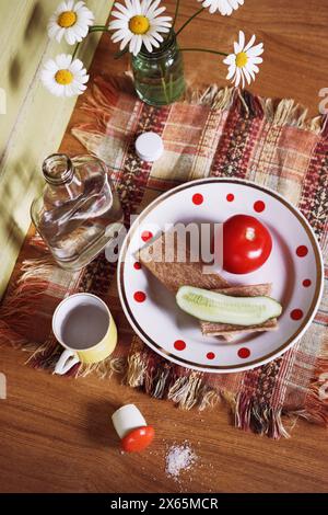 Still life ordinary snack in summer house Stock Photo