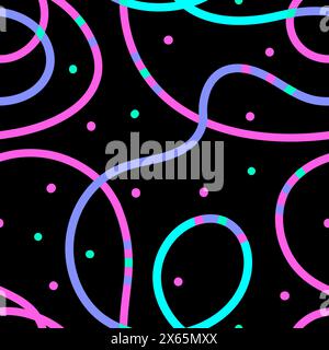 bold doodle lines seamless pattern. Abstract modern squiggle wavy ornament background. Fun colorful line Creative minimalist style art background desi Stock Vector