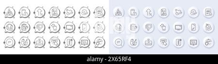 Text message, Green energy and Smartphone broken line icons. For web app, printing. Line icons. Vector Stock Vector