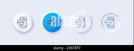 Phone password line icon. Cyber defence sign. Line icons. Vector Stock Vector