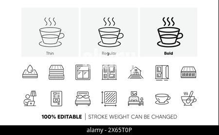 Furniture, Square area and Floor lamp line icons. For web app, printing. Line icons. Vector Stock Vector