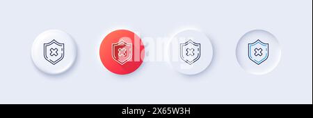Reject protection line icon. Decline shield sign. Line icons. Vector Stock Vector
