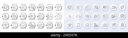 Notebook service, Fingerprint and Certificate line icons. For web app, printing. Line icons. Vector Stock Vector