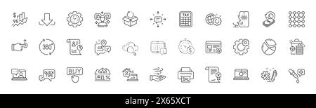 Quick tips, Cashback and Tax calculator line icons. For web app, printing. Line icons. Vector Stock Vector