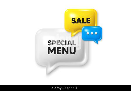 Special menu tag. Kitchen food offer. Discount speech bubble offer 3d icon. Vector Stock Vector