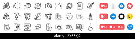 Video conference, Creative idea and Presentation line icons pack. For web app. Social media icons. Vector Stock Vector