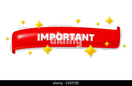 Important message. Information notice sign. Red ribbon 3d banner. Vector Stock Vector