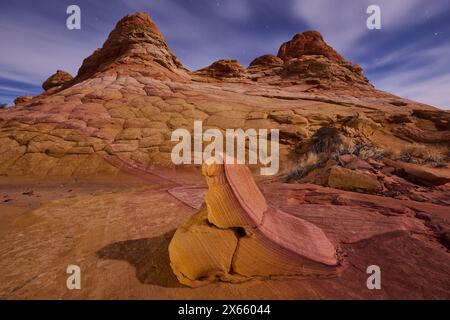 A rock has a swirled formation, a truly unique formation in the Stock Photo