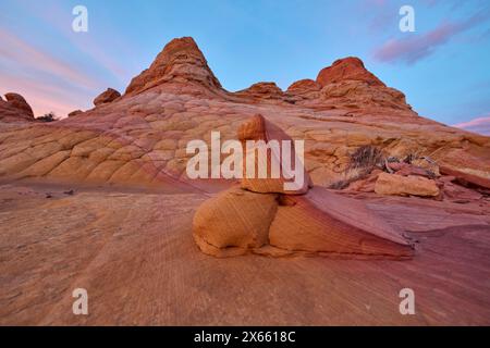 A rock has a swirled formation, a truly unique formation in the Stock Photo