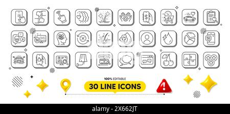 Money app, Cyber attack and Puzzle line icons pack. For web app. 3d design elements. Vector Stock Vector