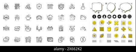 Set of Romantic dinner, Chemistry molecule and Web call line icons for web app. Pictogram icon Vector Stock Vector