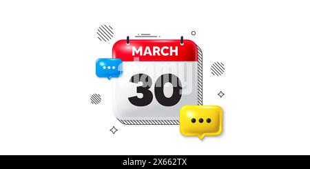 30th day of the month icon. Event schedule date. Calendar date of March 3d icon. Vector Stock Vector