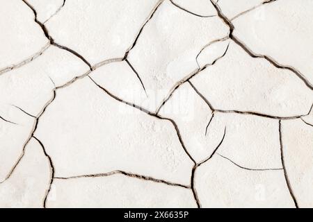 Crystallized salt on the cracked earth Stock Photo