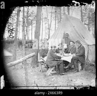 Brandy Station, Va. Dinner party outside tent, Army of the Potomac headquarters, Civil War Photographs 1861-1865 Stock Photo