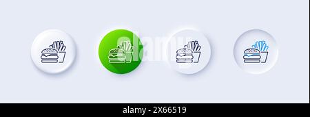 Burger with fries icon. Fast food restaurant. Line icons. Vector Stock Vector