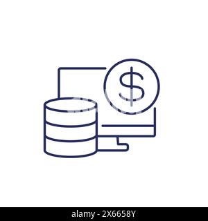 data storage costs icon, line vector Stock Vector