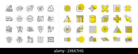 Discount line icons. Set of Shopping, Sale and New. Design elements. Vector Stock Vector