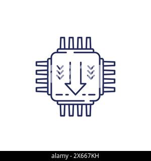 firmware update line icon with chipset Stock Vector