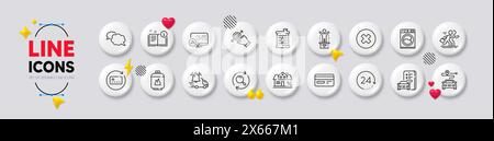 Credit card, Delivery notification and Report statistics line icons. For web app, printing Vector Stock Vector