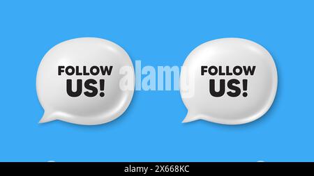 Follow us tag. Special offer sign. Chat speech bubble 3d icons. Vector Stock Vector
