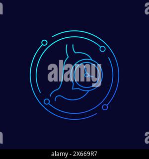 digestion, time to digest food icon with a stomach Stock Vector