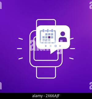 appointment, book a meeting icon with smart watch Stock Vector