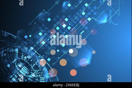 Halftone theme vector. Technology abstract background. Stock Vector