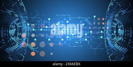 Halftone theme vector. Technology abstract background. Stock Vector