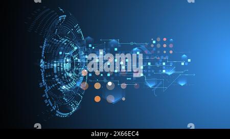 Halftone theme vector. Technology abstract background. Stock Vector