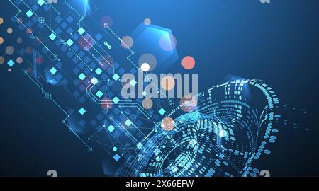 Halftone theme vector. Technology abstract background. Stock Vector