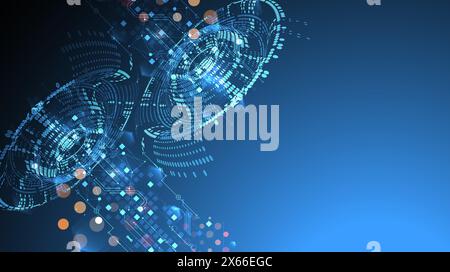 Halftone theme vector. Technology abstract background. Stock Vector