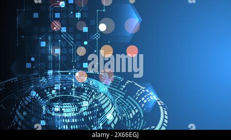 Halftone theme vector. Technology abstract background. Stock Vector
