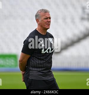 Oval, England. 13 May, 2024. Pictures left to right, Alec Stewart of Surrey County Cricket Club before the Vitality County Championship match between Surrey CCC and Warwickshire CCC. Credit: Nigel Bramley/Alamy Live News Stock Photo