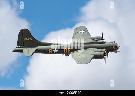 Old Buckenham, UK, July 30 2023: B-17 Flying Fortress vintage World War II bomber aircraft flying at the air show Stock Photo