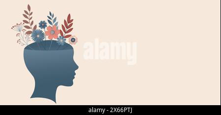 Head silhouette profile Mental health concept. Mood disorder.Campaign World mental health day. awareness. Metaphor bipolar disorder. OurMindsMatter Stock Vector