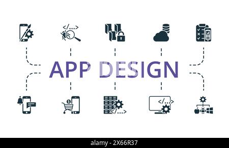 App design set. Creative icons. Editable elements. Stock Vector