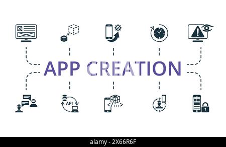 App creation set. Creative icons. Editable elements. Stock Vector