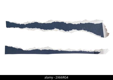 Torn dark blue magazine paper edge on white background with clipping path Stock Photo